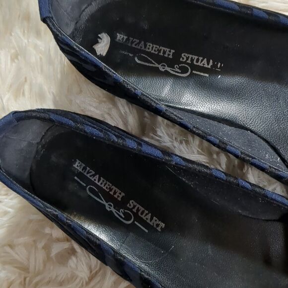 Elizabeth Stuart Black Navy Flocked Velvet Ballet Flats, Size 7.5 - Picture 5 of 7